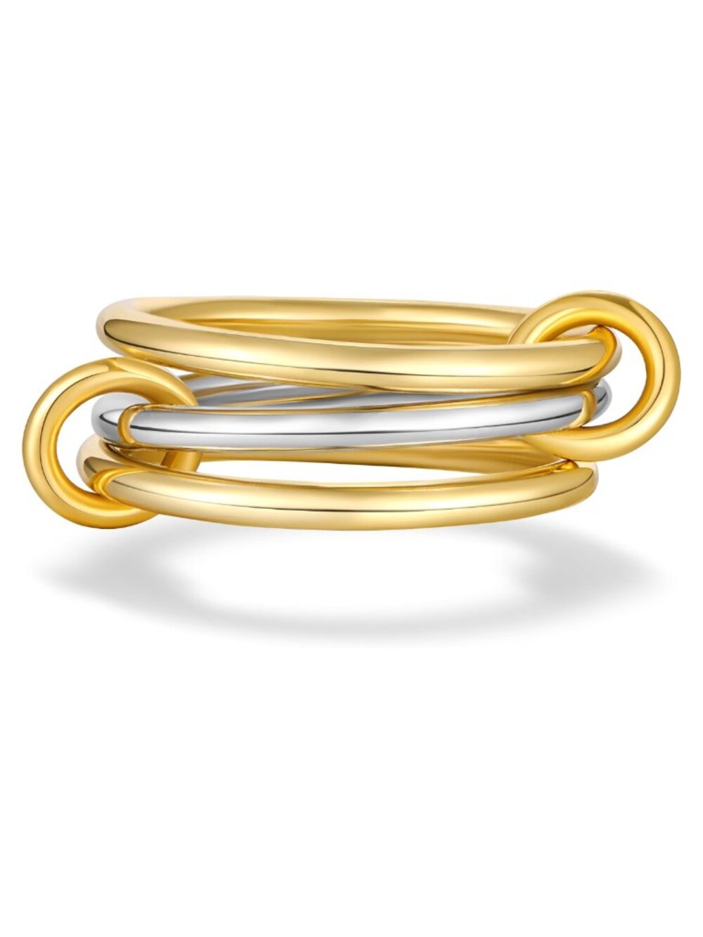 14K Gold Plated Stainless Steel Stackable Rings Set with CZ, 3 Piece